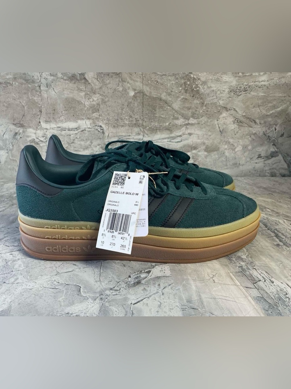 adidas AURIVY/CBLACK/GUM2 Women's Gazelle Bold - Picture 2 of 5